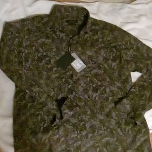 BUGATCHI Men's 4 way stretch  Grey brown floral dress casual button up shirt